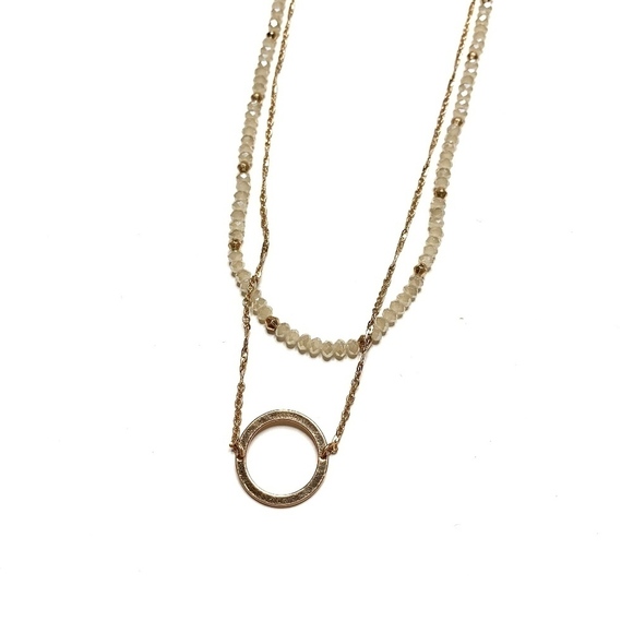 A PROJECT Necklace Double Strand Circle Hoop Beaded Adjustable NWT Earrings - Picture 2 of 2